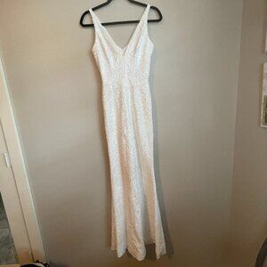 Dress the Population Sequin Dress White Gown Small Retail $328 Prom Dance Formal